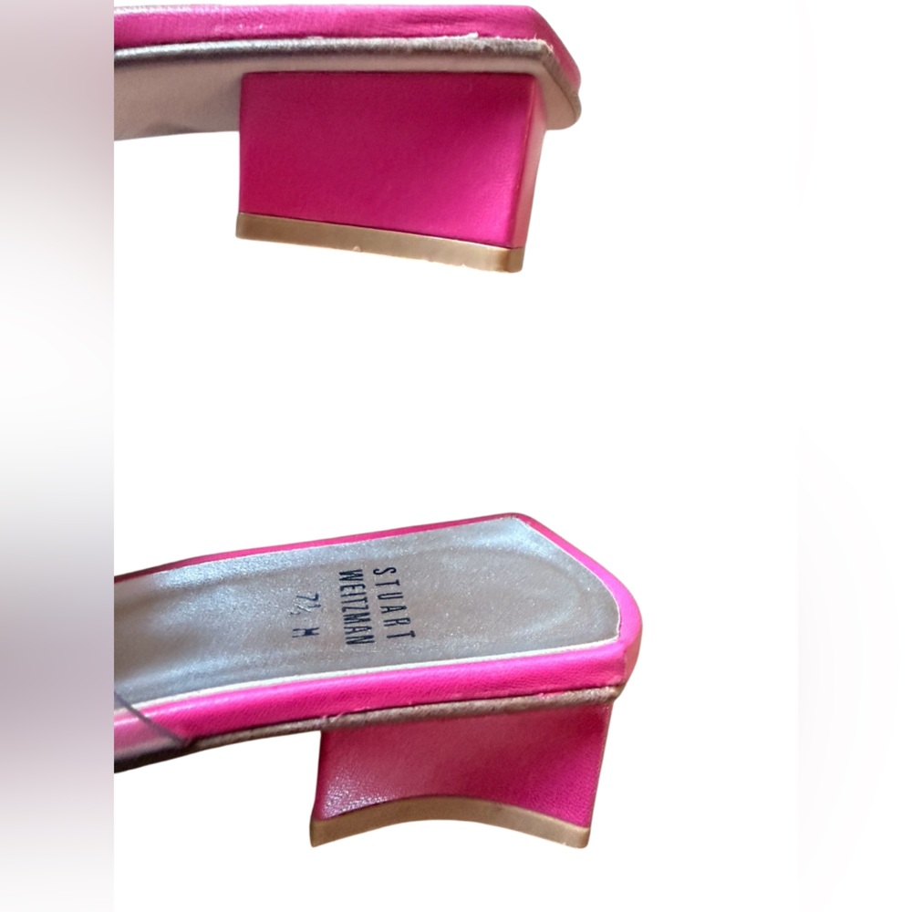 Stuart Weitzman Low Heel Tinkerbelle Pink Floral sandals in Size 7.5 - Picture 7 of 15